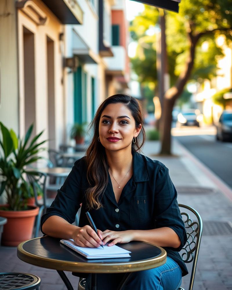 Empreendedora anotando ideias em um caderno